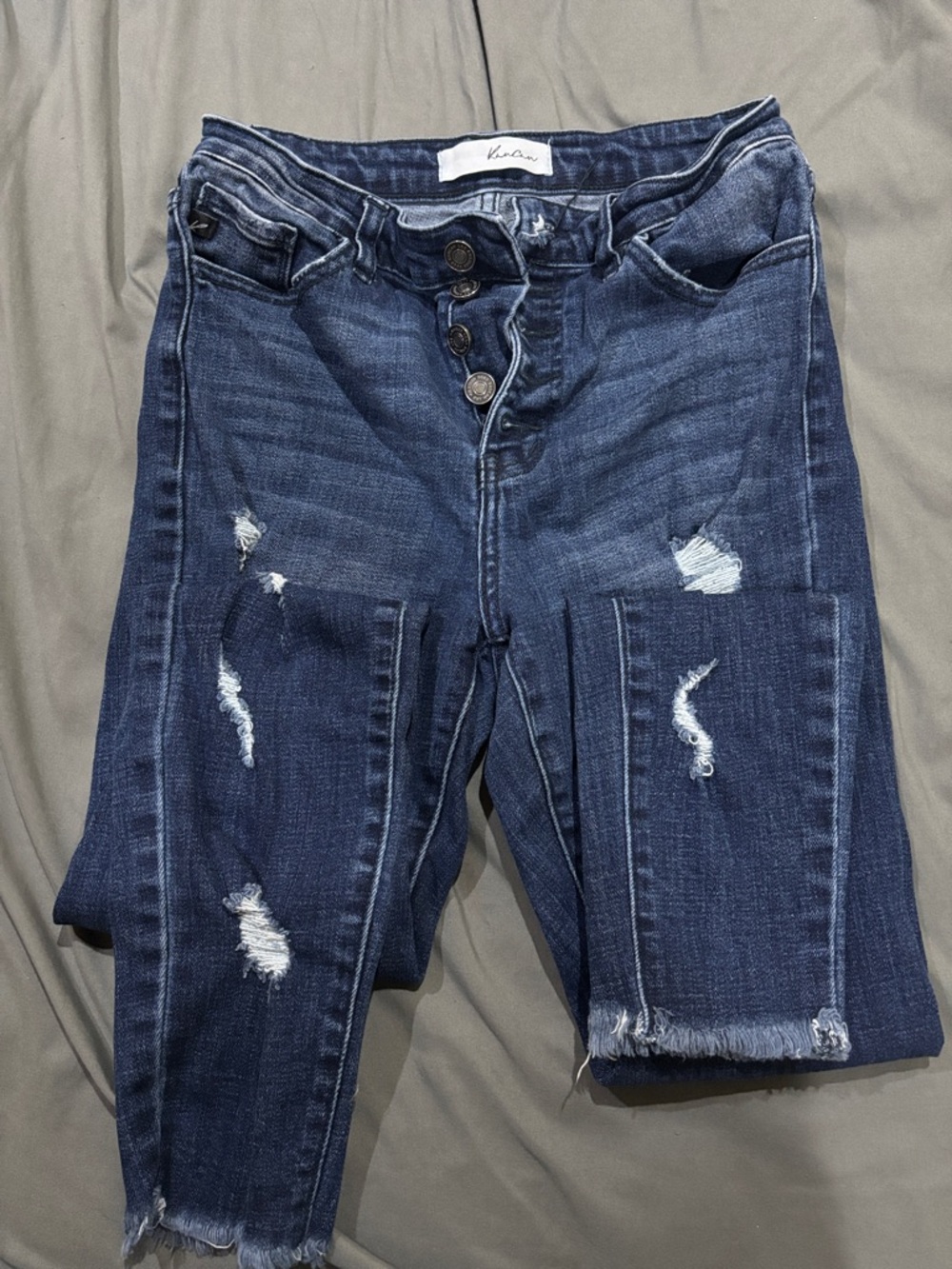 KanCan Dark Blue Distressed Ankle Jeans